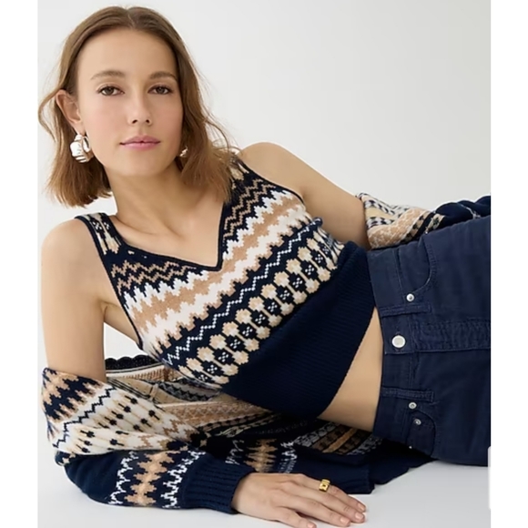 J. Crew Sweaters - 30. J.Crew Cashmere Fair Isle tank top